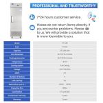 kalifon 27" Reach-in Commercial Freezer with 2 Solid Door & 4 Shelves, 23 Cu.ft Stainless Steel Freezer Fan Cooling Freezer for Restaurant, Bar, Home, Shop, and Business