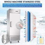 kalifon 27" Reach-in Commercial Freezer with 2 Solid Door & 4 Shelves, 23 Cu.ft Stainless Steel Freezer Fan Cooling Freezer for Restaurant, Bar, Home, Shop, and Business