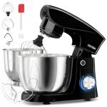 OSTBA Stand Mixer, 5QT+5.5QT Two Bowls Electric Kitchen Mixer, 10+P Speed Dough Mixer with Whisk, Beater & Dough Hook, Dishwasher Safe, Black