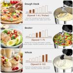 OSTBA Stand Mixer, 5QT+5.5QT Two Bowls Electric Kitchen Mixer, 10+P Speed Dough Mixer with Whisk, Beater & Dough Hook, Dishwasher Safe, Black