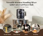 Kraftsman Stand Mixer All Metal - Heavy Duty Kitchen Standing Mixer 5.3 Quart with 4 Stainless Steel Attachments, DC Motor & Multifunctional Power Hub, 8-Speed & Timer, Lower Noise (Black)