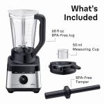Braun TriForce Power Blender - Powerful 1200 Watt Countertop Blender with 10 Manual Speeds, 3 Texture & 3 Food Settings, Stainless Steel Blades for Effortless Emulsifying, for Smoothies, Purees & More