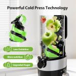 Cold Press Juicer with Whole Feed Chute, Aeitto Masticating Juicer Machines, Juice Extractor Machine Easy to Clean, High Juice Yield, For Whole Vegetables and Fruits, Easy to Assemble, Onyx Black