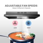 Comfee' Range Hood 30 Inch Ducted Ductless Vent Hood Durable Stainless Steel Kitchen Hood for Under Cabinet with 2 Reusable Filter, 200 CFM, 2 Speed Exhaust Fan