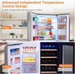 GarveeHome 36 in French Door Refrigerator, 21 Cu.Ft. Counter Depth Refrigerator Bottom Freezer with Wine Cabinet, Stainless Steel 4 Doors Fridges Kitchen Freezer, Adjustable Shelves