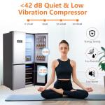 GarveeHome 36 in French Door Refrigerator, 21 Cu.Ft. Counter Depth Refrigerator Bottom Freezer with Wine Cabinet, Stainless Steel 4 Doors Fridges Kitchen Freezer, Adjustable Shelves