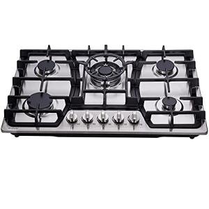 Hotfield 30 Inch Gas Cooktop Stainless Steel 5 Burners Stovetop Dual Fuel Gas Hob NG/LPG Convertible Gas Cooktop HF57013 Stainless Steel