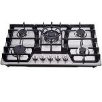 Hotfield 30 Inch Gas Cooktop Stainless Steel 5 Burners Stovetop Dual Fuel Gas Hob NG/LPG Convertible Gas Cooktop HF57013 Stainless Steel
