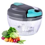 Ziweaye Manual Food Processor Vegetable Chopper, Portable Hand Pull String Garlic Mincer Onion Cutter for Veggies, Ginger, Fruits, Nuts, Herbs, etc., 500ml,（Gray-blue）