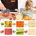 Ziweaye Manual Food Processor Vegetable Chopper, Portable Hand Pull String Garlic Mincer Onion Cutter for Veggies, Ginger, Fruits, Nuts, Herbs, etc., 500ml,（Gray-blue）