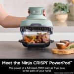 Ninja Crispi Air Fryer, Microwave, Freezer & Dishwasher Safe, Non Toxic Glass Portable Cooking System, 4 QT & 6 Cup Glass Containers with Storage Lids, Easy Meals, Air Fry, Bake, Green, FN101SG
