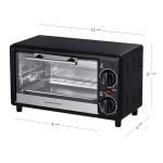 OVENTE 8L Countertop Toaster Oven with 60-Minute Timer, Adjustable Temperature Control, Easy-to-Clean Baking Pan, 750W Compact Mini for Pizza, Toast, Bake, and Broil, Black TO2808B