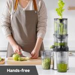 AMZCHEF Cold Press Juicer, Juicers Machines - Wide Mouth & Large Feed Chute for Whole Fruits & Vegetables, Stainless Steel Slow Masticating Juice Easy to Clean, Large Auger, Double Strainers