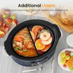 Sunvivi 6 Quart Programmable Slow Cooker with 2 in 1 Silicone Liners, Multi-Cooker Food Warmer with Digital Timer, Adjustable Tempature Control, Dishwasher Safe Parts, Blue
