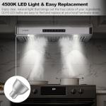 VIKIO HOME 30 Inch Under Cabinet Range Hood, 980CFM Fast Venting Ducted, Kitchen Hood With 3 Speed Gesture Sensing & Touch Control, Stainless Steel Stove Hood With LED Light And 2 Baffle Filters