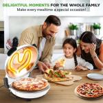 NutriChef Electric Pizza Oven | 1200W Countertop Pizza Maker with Temperature Control & Thermometer | Viewing Window for Precise Cooking | Heats up to 800˚F | Easy to Clean Non-Stick Coating | White