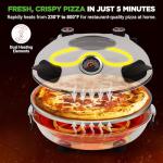 NutriChef Electric Pizza Oven | 1200W Countertop Pizza Maker with Temperature Control & Thermometer | Viewing Window for Precise Cooking | Heats up to 800˚F | Easy to Clean Non-Stick Coating | White