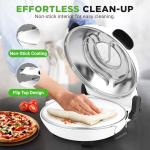 NutriChef Electric Pizza Oven | 1200W Countertop Pizza Maker with Temperature Control & Thermometer | Viewing Window for Precise Cooking | Heats up to 800˚F | Easy to Clean Non-Stick Coating | White