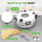 NutriChef Electric Pizza Oven | 1200W Countertop Pizza Maker with Temperature Control & Thermometer | Viewing Window for Precise Cooking | Heats up to 800˚F | Easy to Clean Non-Stick Coating | White