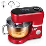 VIVOHOME Stand Mixer with Fermentation, One-Touch Presets Electric Dough Mixer with 6 Qt Bowl, Kitchen Standing Mixer for Baking, Cake with Flex Edge Beater, Bread Hook, Whisk, Red