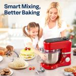 VIVOHOME Stand Mixer with Fermentation, One-Touch Presets Electric Dough Mixer with 6 Qt Bowl, Kitchen Standing Mixer for Baking, Cake with Flex Edge Beater, Bread Hook, Whisk, Red