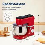VIVOHOME Stand Mixer with Fermentation, One-Touch Presets Electric Dough Mixer with 6 Qt Bowl, Kitchen Standing Mixer for Baking, Cake with Flex Edge Beater, Bread Hook, Whisk, Red