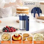 Powerful 600W Hand Mixer, 5-Speed Electric Hand Held Mixer for Baking, Lightweight Stainless Steel Hand Beaters *2 & Dough Hooks*2 with Eject Button, Kitchen Mixer for Cream, Cookies, Dough-Blue