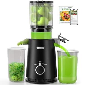 ECOSELF Cold Press Juicer, Wide Mouth & Large Feed Chute, Juicer Machines For Whole Fruits & Vegetables, Slow Masticating Self Feeding for Juice Extractor Machine, Easy to Clean, High Juice Yield