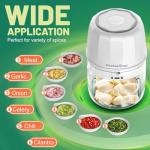 KitchekShop Electric Garlic Chopper, 300ML Portable Cordless Mini Food Processor, Rechargeable Vegetable Chopper Blender for Nuts Chili Onion Minced Meat and Spices BPA-Free(White)