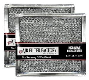 Air Filter Factory Microwave Filter 6.75" X 6.34" DE63-00666A Replacement For Samsung Over The Range Kitchen Oven Vent Grease Screen Fits AP5306190 2-Pack