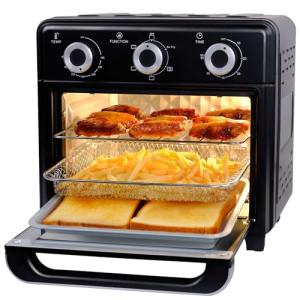 10QT Air Fryer Toaster Oven Combo, Air Fryer Oven with 5 in 1 Functions, 3 Knob Control & Visible Window, 3-Layer Cooking, Countertop Airfryers Ideal for small kitchen,Cooks 6 Toast slices at once