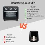 10QT Air Fryer Toaster Oven Combo, Air Fryer Oven with 5 in 1 Functions, 3 Knob Control & Visible Window, 3-Layer Cooking, Countertop Airfryers Ideal for small kitchen,Cooks 6 Toast slices at once