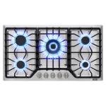 AMZRVSTUDIO 30 inch Gas Cooktop with 5 Italy SABAF Powerful Burners.Max 48,300 BTU/hr Built-in Gas Stove top of 304 Stainless steel,NG/LPG Convertible,ETL.