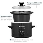Elite Gourmet MST239X Electric Round Slow Cooker, Adjustable Temp, Entrees, Sauces, Stews & Dips, Dishwasher Safe Glass Lid & Crock, 2 Quart, Black