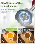 Immersion Blender 5 in 1 Hand Blender, Abuler 1000W Hand Mixer Stick,12 Speed Handheld Blender 304 Stainless Steel with 600ml Mixing Beaker, 500ml Chopper, Whisk and Milk Frother for Soup, Baby Food