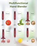 Immersion Blender 5 in 1 Hand Blender, Abuler 1000W Hand Mixer Stick,12 Speed Handheld Blender 304 Stainless Steel with 600ml Mixing Beaker, 500ml Chopper, Whisk and Milk Frother for Soup, Baby Food