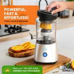 Eurolux Electric Citrus Juicer Stainless Steel | Premium Hands-Free One-Touch Orange Juice Squeezer for Oranges, Lemons, and Limes | Quiet Operation, Easy to Clean, Countertop Small Kitchen Appliance
