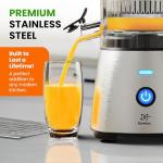 Eurolux Electric Citrus Juicer Stainless Steel | Premium Hands-Free One-Touch Orange Juice Squeezer for Oranges, Lemons, and Limes | Quiet Operation, Easy to Clean, Countertop Small Kitchen Appliance