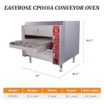 EASYROSE 10.5″ Commercial Conveyor Pizza Oven, 1700W 120V Countertop Electric Oven with 10.5-Inch Belt, 5-15P Plug, for Fast Baking (60Hz)