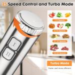 YODHOSA Immersion 8 in 1 Hand Blender 25 Speed & Turbo Mode Handheld Blenders Electric Sitck Blender with Beaker Chopper Milk Frother Frother Grinder and Mixer