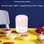 Mini Food Processor 3 Blades Electric 250ml Usb (Pink)