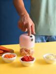 Mini Food Processor 3 Blades Electric 250ml Usb (Pink)