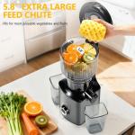 Cold Press Juicer with 5.8" Extra Wide Feed Chute - Slow Masticating Juicer Machine for Whole Fruits & Vegetables - High Juice Yield, Self Feeding, Easy to Clean & Assemble
