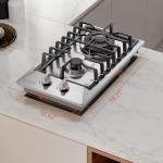 Empava 12" Gas Cooktop, Rv Stove Top, 2 Burner Italy SABAF Sealed, Cooktops, NG/LPG Convertible in Stainless Steel