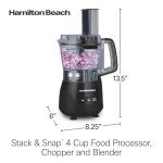 Hamilton Beach Stack & Snap 4-Cup Mini Food Processor & Vegetable Chopper, 250 Watts, for Slicing, Shredding, and Puree, Black (70510)