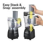 Hamilton Beach Stack & Snap 4-Cup Mini Food Processor & Vegetable Chopper, 250 Watts, for Slicing, Shredding, and Puree, Black (70510)