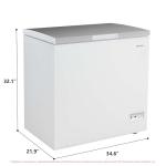 Frigidaire Chest Deep Freezer, 7 Cu. Ft. Capacity, Shiny Stainless Steel Top Lid Design-Adjustable Thermostat-Removable Vinyl Coated Wire Basket-Easy Defrost Drain- Garage Ready
