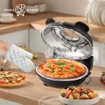 KLAIF 12" Electric Countertop Pizza Oven With Ceramic Stone, Dual Adjustable Temperature Control, Includes 4 Pizza Tools, LMC-Black