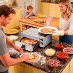Anatole Electric Pizza Oven Indoor Air Fryer 12" 1800W Stainless Steel Countertop Pizza Maker Convection Cooker Time Temperature Adjustable with Removable Crumb Tray ETL Certified