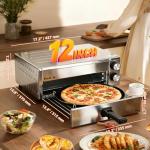 Anatole Electric Pizza Oven Indoor Air Fryer 12" 1800W Stainless Steel Countertop Pizza Maker Convection Cooker Time Temperature Adjustable with Removable Crumb Tray ETL Certified